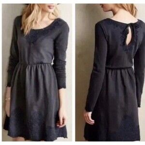 Anthropologie Saturday Sunday Dress Blue Embroidered Ellie Boho small